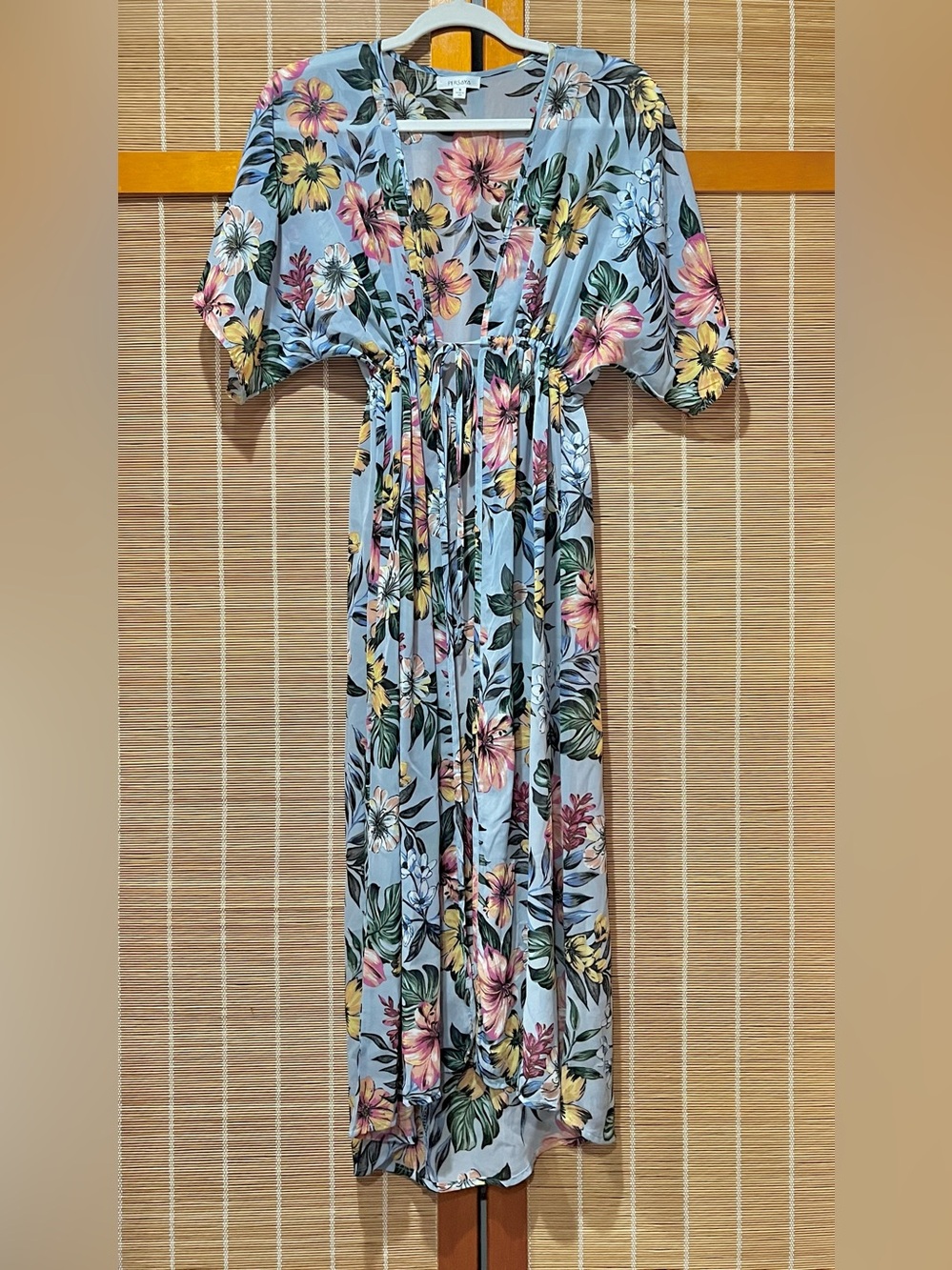 Persaya blue floral maxi dress/duster, size S